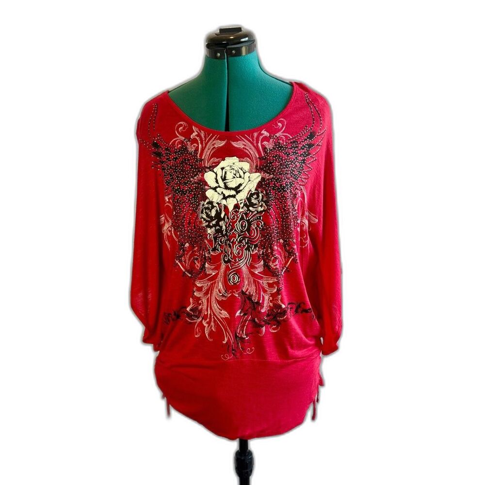 FYLO Y2K style red dolman sleeve top. Size large